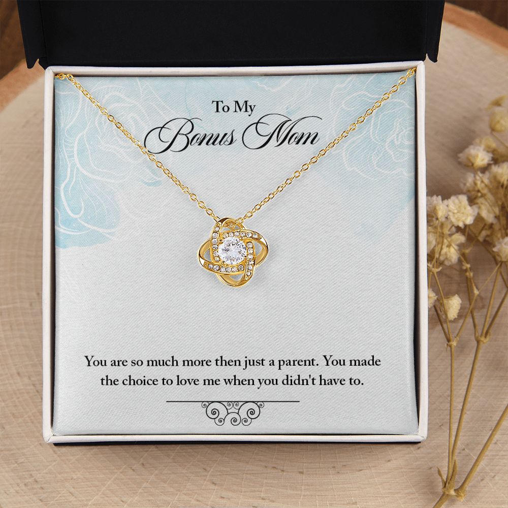 My Bonus Mom Necklace, Dear Mom, Mother's Day Necklace, Gift for Mom from Daughter, Son, Amazing Mom, Perfect Mother Mother's Day Gift, Love Knot Necklace Message Card and Gift Box Styles on Birthday, Christmas, Anniversary  Love knot Thang