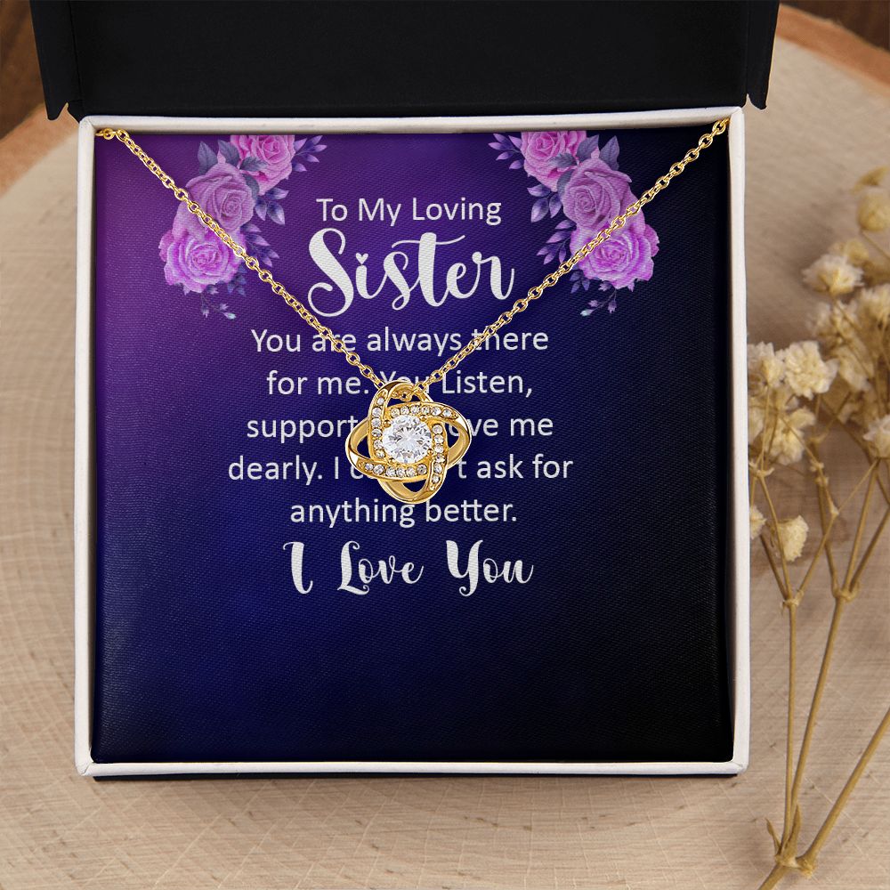 Couples Gifts, Loving Sister Necklace Gifts From Husband, Wedding Anniversary Jewelry For Wife From Husband, Wife Birthday From Husband, To My Unbiological Sister Message Card and Gift Box styles On Birthday, Christmas, Anniversary  Love knot Thang
