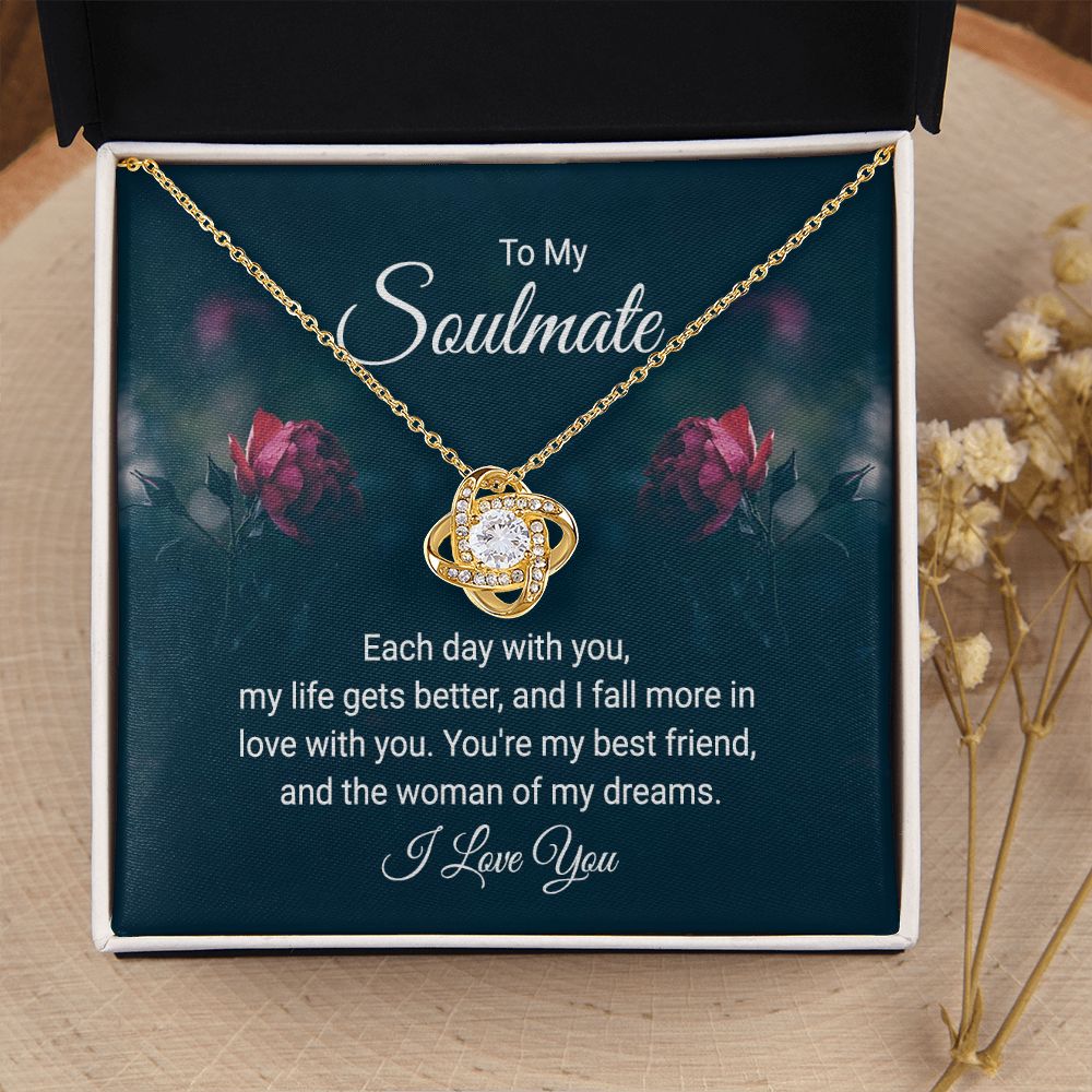 To My Soulmate Necklace for her Jewelry For Her Couples Gifts Necklaces For Soul Mate Christmas Jewelry, Dear Wife, Forever & Always, Love Knot Meaningful Necklace Message Card and Gift Box Styles on Birthday, Christmas, Anniversary Love knot Thang