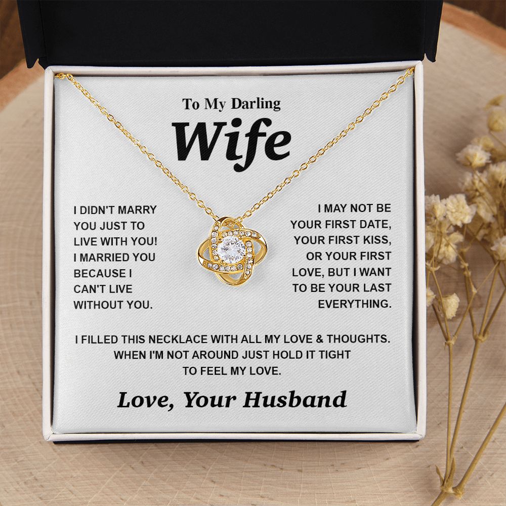 Valentine Gifts for Wife Necklace from Husband- Gifts for Wife from Husband, Birthday Gifts for Her Gifts Soulmate Message Card and Necklace Gift Box Gift Box Styles on Birthday, Wedding, Anniversary, Valentine Love knot Thang