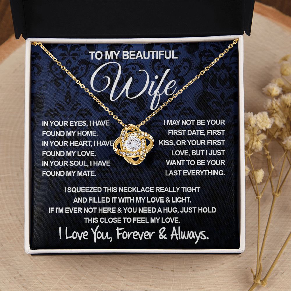 To My Beautiful Wife Necklace, Soulmate Jewelry For Women, Wife Necklace From Husband, Soulmate Anniversary Gifts Necklace For Wife, Soulmate Gifts For Her, To My Future Wife Necklace Soulmate Love knot Thang
