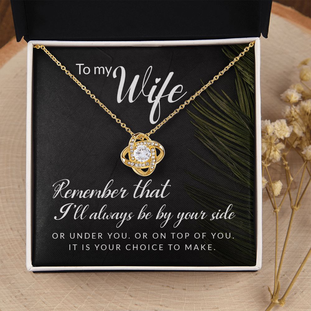 To My Wife Necklace Romantic Gifts For Her Unique Necklaces For Wife From Husband Cute Valentines Day Anniversary For Wife, Love Knot Meaningful Necklace Message Card and Gift Box Styles on Birthday, Christmas, Anniversary Love knot Thang