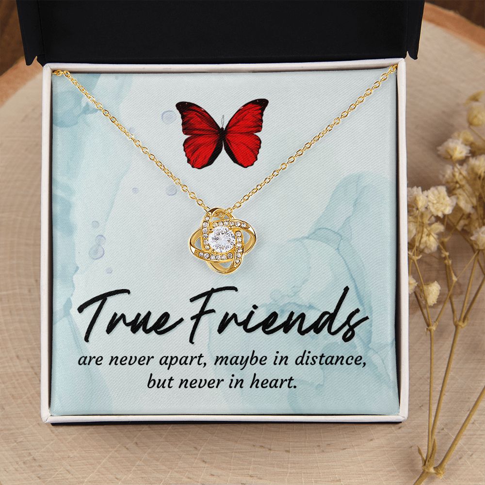 To My True Girlfriend Necklace, Brother to Sister, Birthday For Sister from Brother, Love Knot Meaningful Necklace Message Card and Gift Box Styles on Birthday, Christmas, Anniversary Love knot Thang