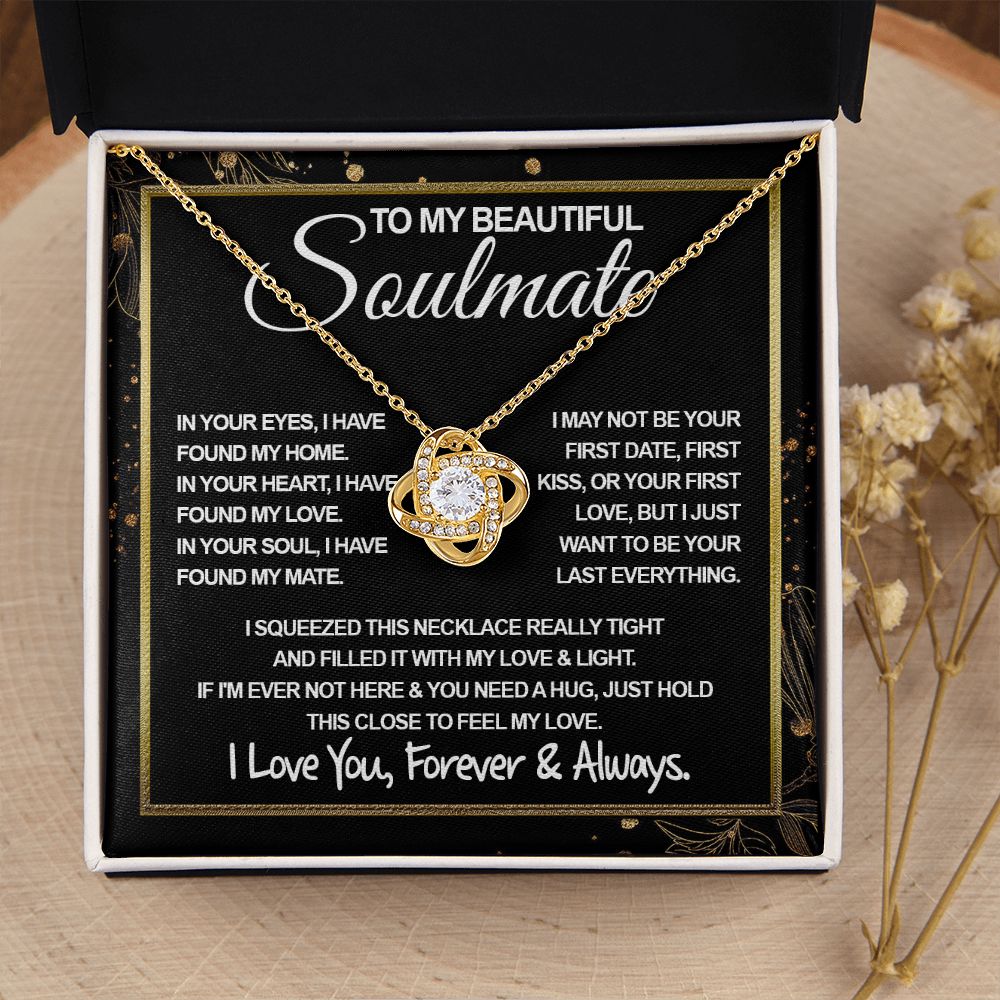 To My Beautiful Soulmate Necklace, Soulmate Jewelry For Women, Wife Necklace From Husband, Wife Gifts Necklace For Wife, Soulmate Gifts For Her, To My Future Wife Necklace Soulmate Love knot Thang