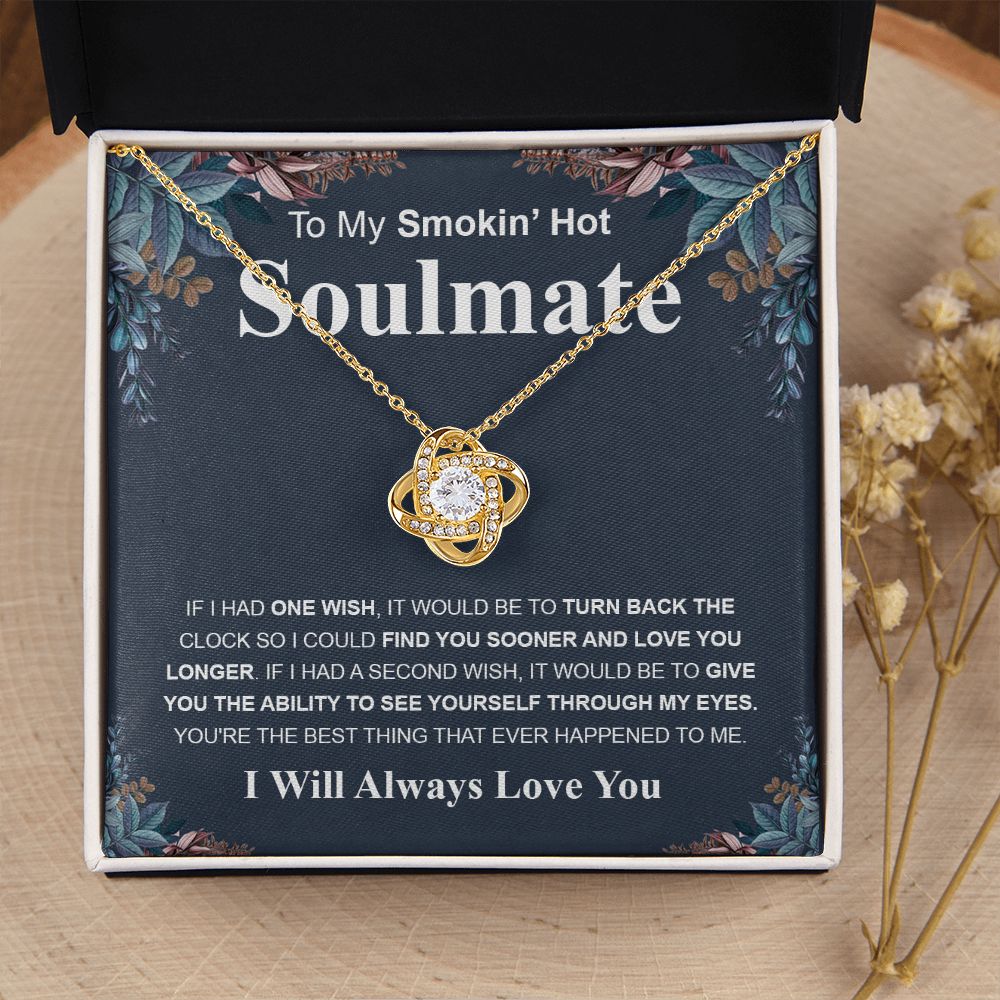 Gifts For Soulmate Birthday Gifts From Husband Necklace Valentines Day, Necklace for Future Soulmate, Wedding Birthday Jewelry for Wife Necklace Gifts from Husband - Soulmate Gift Necklace with Message Card and Gift Box Love knot Thang