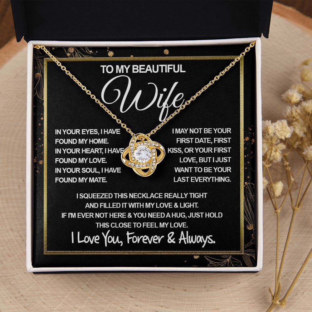 To My Beautiful Wife Necklace, Soulmate Jewelry For Women, Wife Necklace From Husband, Soulmate Gifts Necklace For Wife, Soulmate Gifts For Her, To My Future Wife Necklace Soulmate Love knot Thang