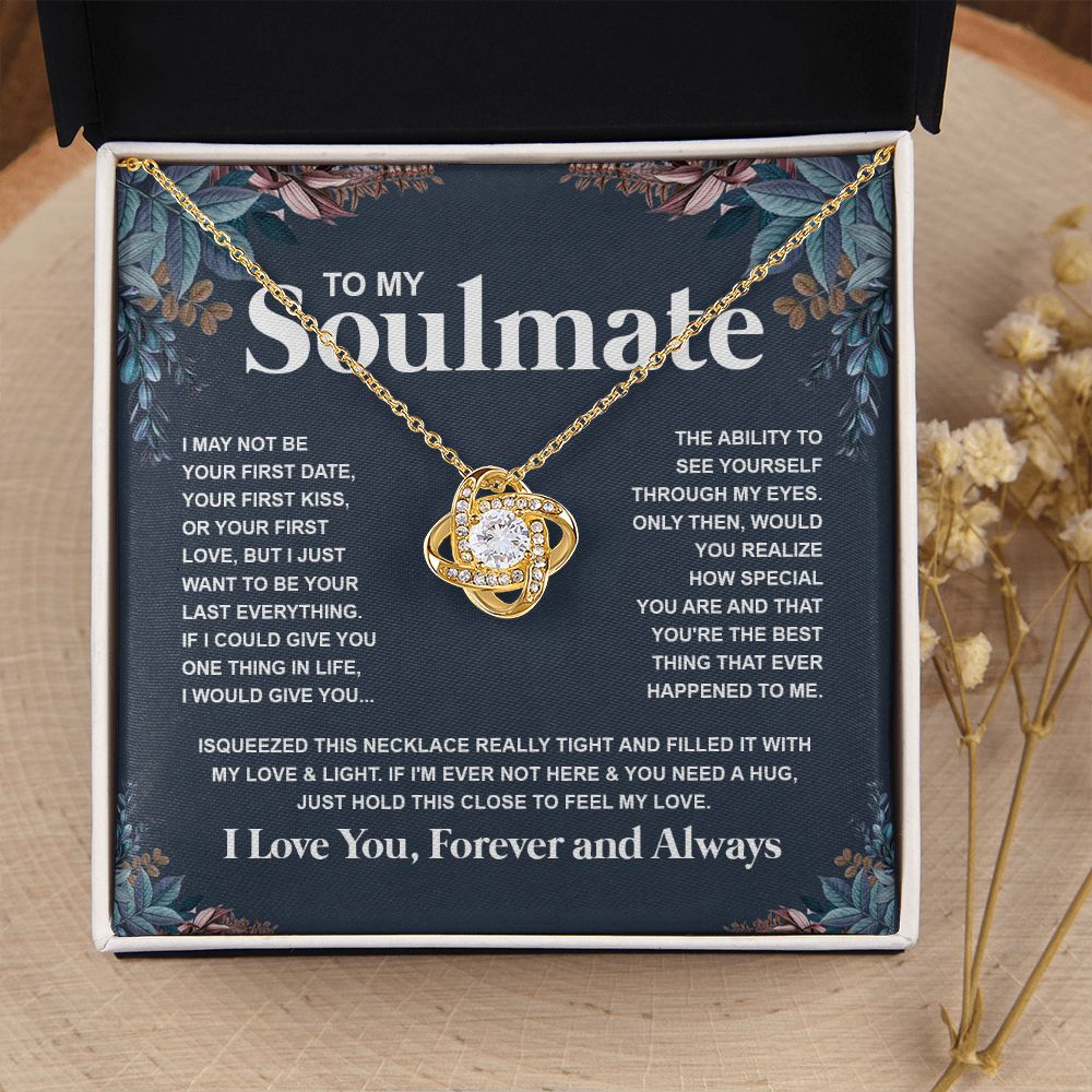 Couples Gifts Necklace To My Soulmate Necklace Anniversary Valentine Jewelry Romantic Gifts For My Wife Pendant Jewelry with Message Card and Box Necklaces for Women Valentines Day Happy Anniversary Wedding Present Love knot Thang
