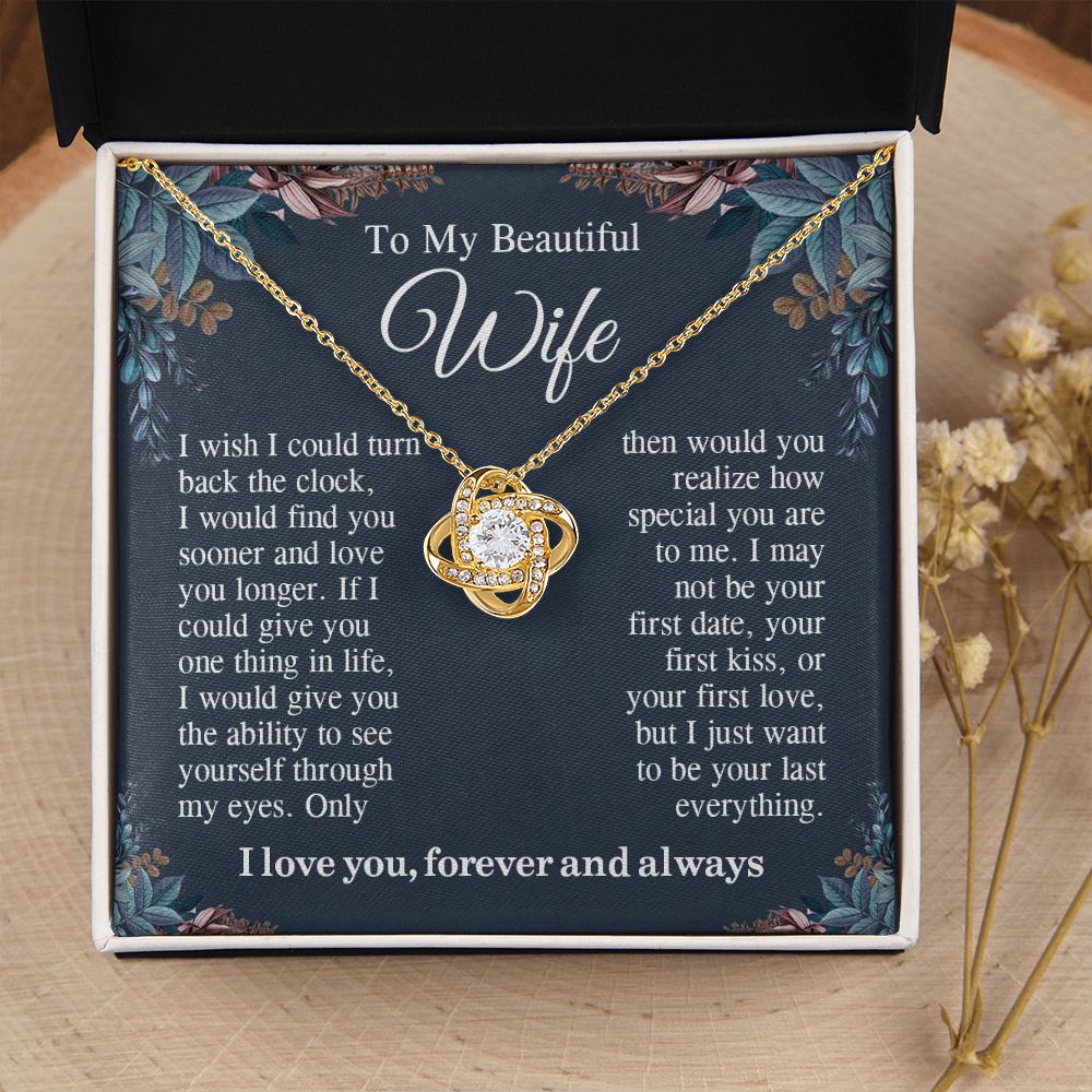 To My Beautiful Soulmate Necklace Gift For Her, Wife Gifts From Husband, Valentine Gifts For Wife From Husband To My Wife Necklace Message Card and Necklace Gift Box Gift Box Styles on Birthday, Wedding, Anniversary, Valentine Love knot Thang