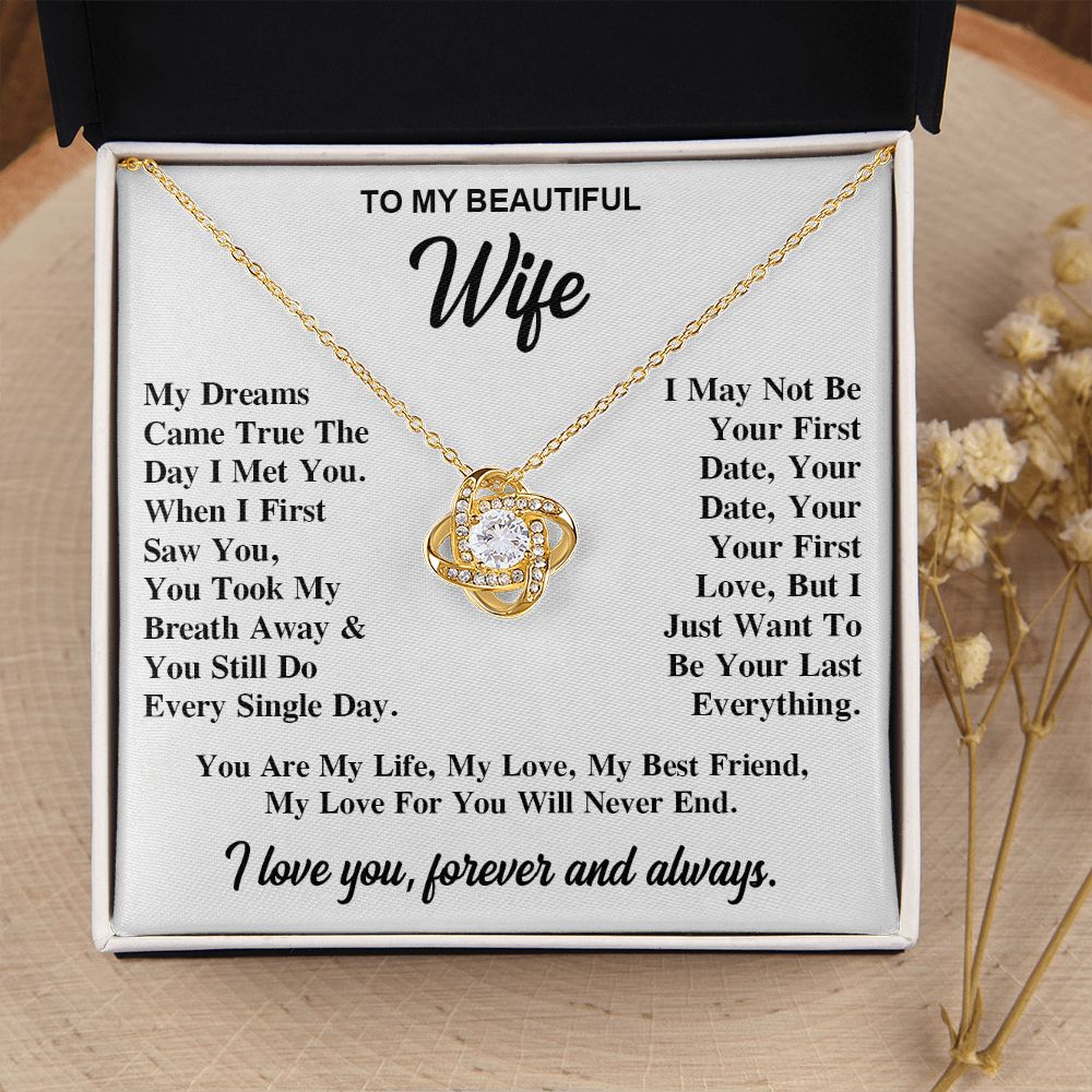 To My Wife Necklace Gift for Her, Soulmate Necklace, Necklaces for Wife from Husband, Valentine To My Wife Necklace, Soulmate Gifts, Necklace Message Card and Gift Box Styles on Birthday, Wedding, Anniversary, Valentine Love knot Thang