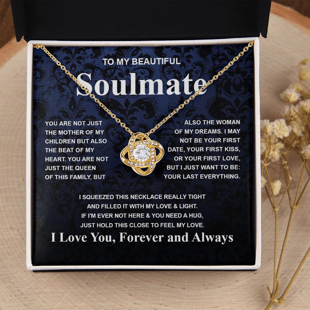 Gifts For Soulmate Birthday Gifts From Husband Necklace Valentines Days, Necklace for Future Soulmate, Wedding Necklace Jewelry for Wife Necklace Gifts from Husband - Soulmate Gift Necklace with Message Card and Gift Box Love knot Thang