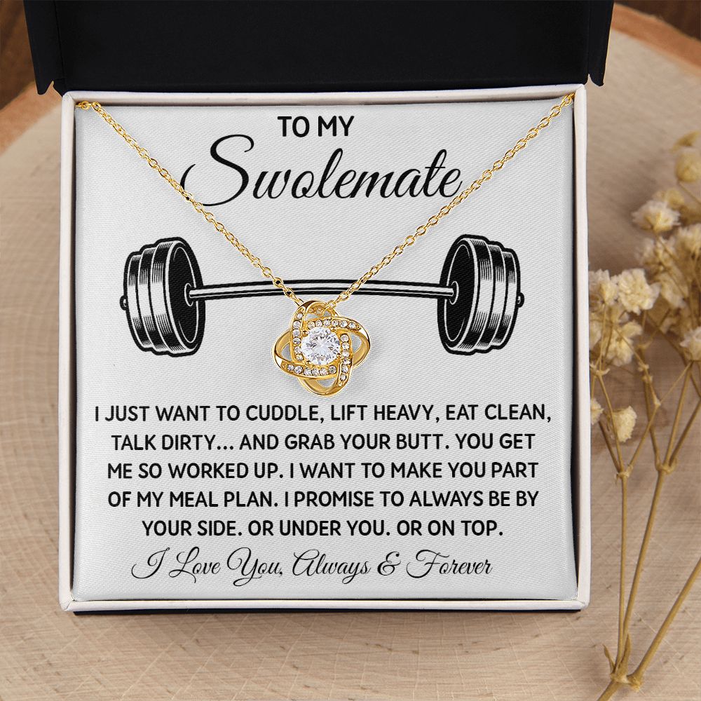 To My Swolemate, Gift For Swolemate Necklace I Love You Always & Forever Jewelry For Best Friend, Valentine Gifts To My Swolemate Necklace Message Card and Gift Box Styles on Birthday, Christmas, Wedding, Anniversary  Love knot Thang