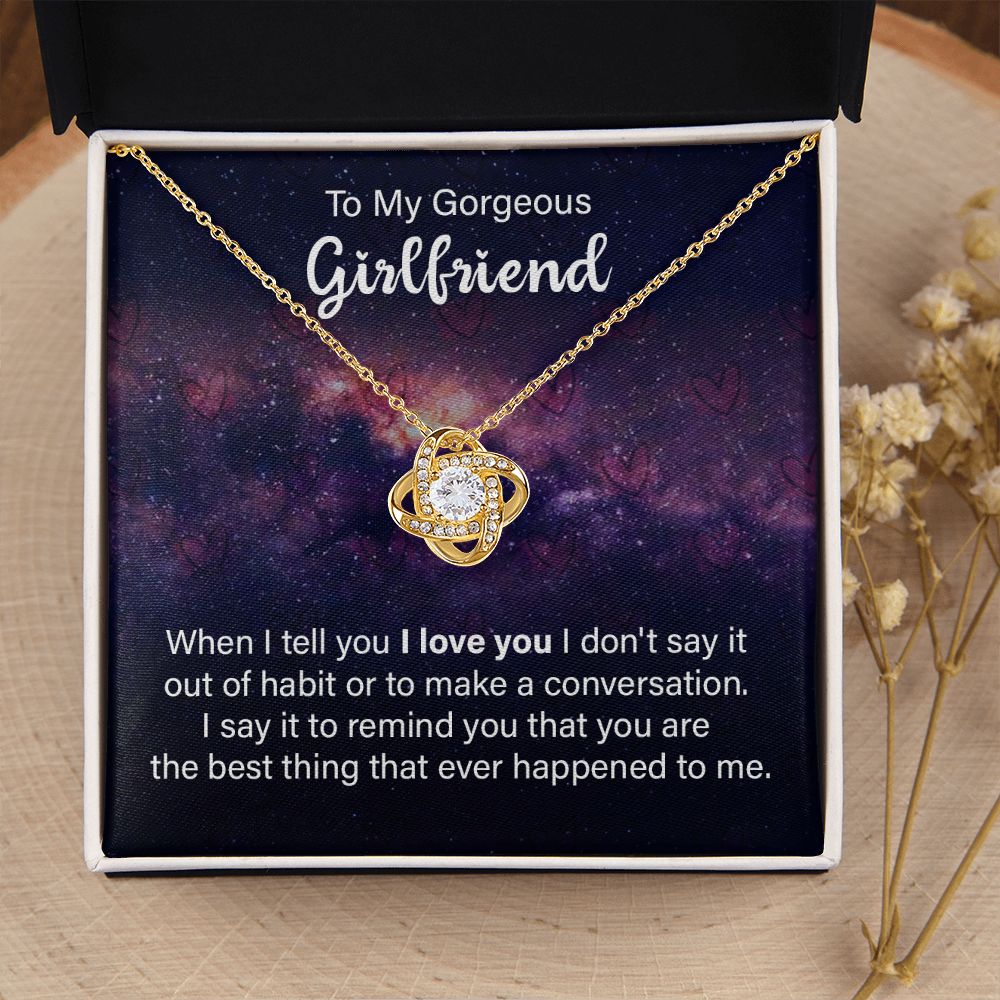 Couples Gifts, Gorgeous Girlfriend Necklace Gifts From Husband, Wedding Anniversary Jewelry For Wife From Husband, Wife Birthday From Husband, To My Soulmate Message Card and Gift Box styles On Birthday, Christmas, Anniversary  Love knot Thang