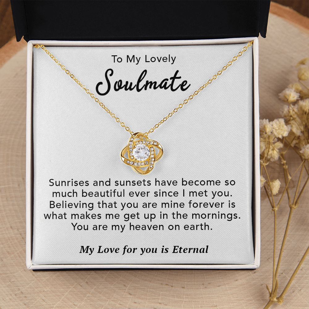 To My Lovely Soulmate Necklace Gift From Husband To My Badass Wife Pendant Anniversary Jewelry with Message Card and Gift Box. Gift for Wife. Necklace Gift Set for Wife Necklace Gifts Box Gift Box Styles Love knot Thang