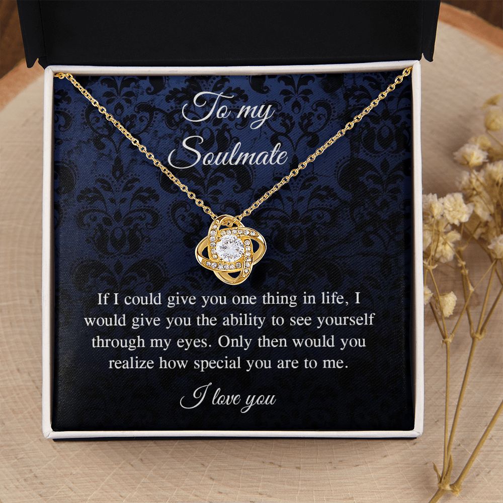 Couples Gifts Necklace To My Soulmate Necklace, Necklace Gifts For Wife From Husband Jewelry Romantic Gifts For My Wife Necklace Custom Name Message Card and Gift Box Styles on Birthday, Christmas, Wedding, Anniversary, Valentine Love knot Thang