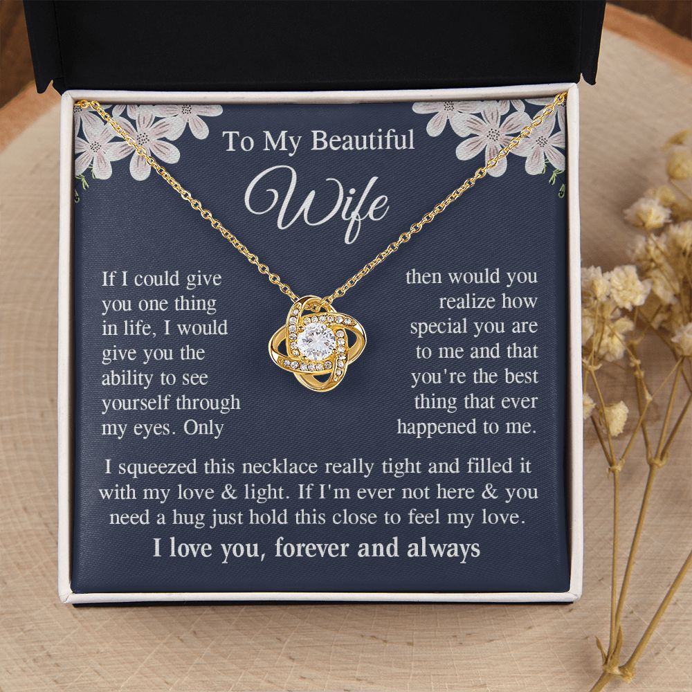 Wife Necklace Gift for Her, Soulmate Jewelry, Necklace for Future Wife, Wedding Anniversary Jewelry for Wife Necklace Gifts from Husband - Soulmate Gift Necklace with Message Card and Gift Box Love knot Thang