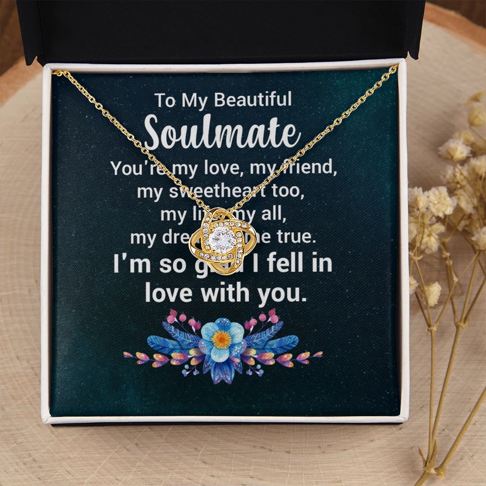 Couples Gifts, Beautiful Soulmate Necklace Gifts From Husband, Wedding Anniversary Jewelry For Wife From Husband, Wife Birthday From Husband, To My Unbiological Sister Message Card and Gift Box styles On Birthday, Christmas, Anniversary  Love knot Thang