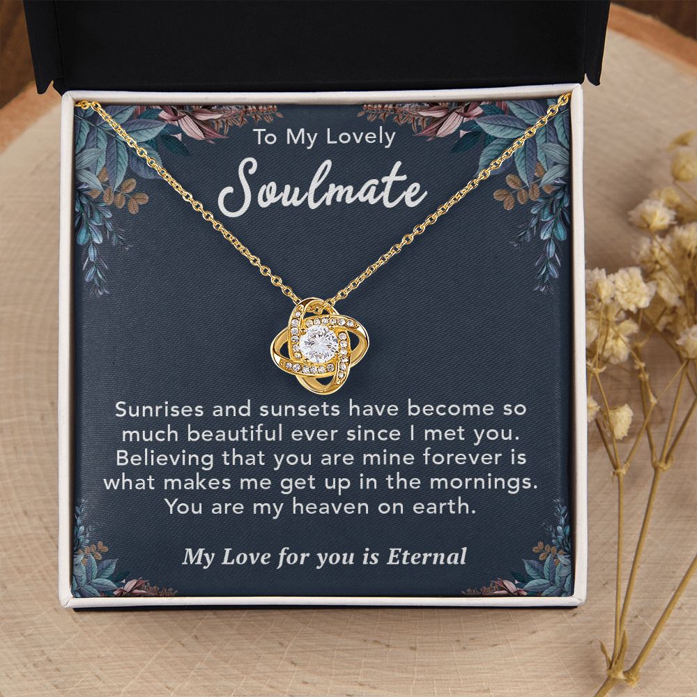To My Lovely Soulmate Necklace Gift From Husband To My Badass Wife Pendant Birthday Jewelry with Message Card and Gift Box. Gift for Wife. Necklace Gift Set for Wife Necklace Gifts Box Gift Box Styles Love knot Thang