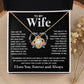 Couples Gifts Necklace To My Wife Necklace Birthday Christmas Jewelry Romantic Gifts For My Wife Pendant Jewelry with Message Card and Box Necklaces for Women Valentines Day Happy Anniversary Wedding Present Love knot Thang