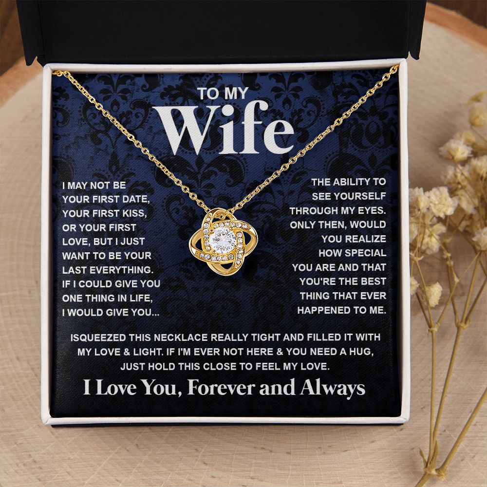 Couples Gifts Necklace To My Wife Necklace Anniversary Christmas Jewelry Romantic Gifts For My Wife Pendant Jewelry with Message Card and Box Necklaces for Women Valentines Day Happy Anniversary Wedding Present Love knot Thang