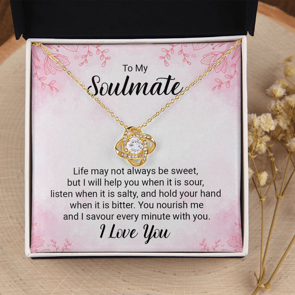 To My Soulmate Necklace for her Jewelry For Her Couples Gifts Necklaces For Soul Mate Christmas Jewelry, Love Knot Meaningful Necklace Message Card and Gift Box Styles on Birthday, Christmas, Anniversary Love knot Thang