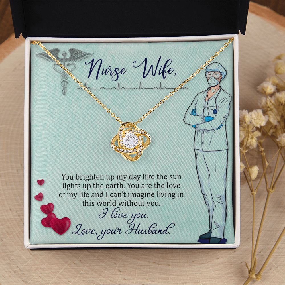 Couples Gifts, Nusre Wife Necklace Gifts From Husband, Wedding Anniversary Jewelry For Wife From Husband, Wife Birthday From Husband, To My Wife Message Card and Gift Box styles On Birthday, Christmas, Anniversary  Love knot Thang