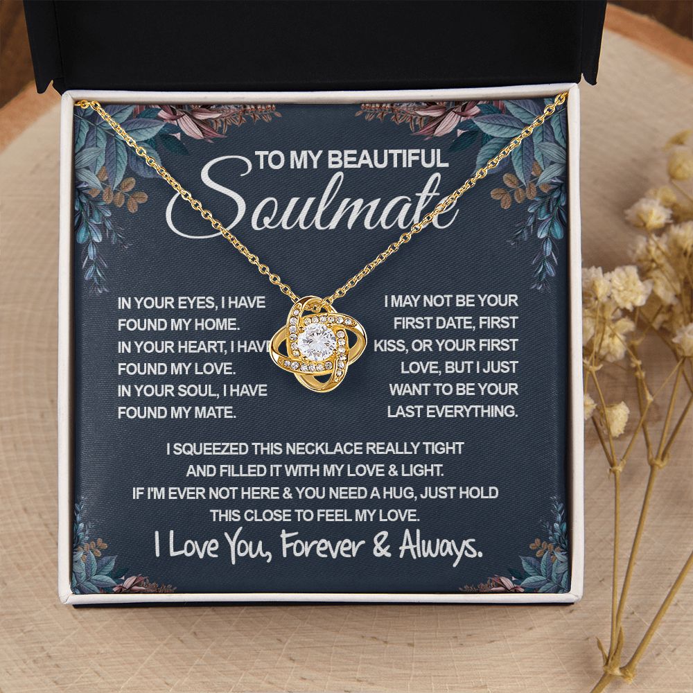 To My Beautiful Soulmate Necklace, Soulmate Jewelry For Women, Wife Necklace From Husband, Wife Wedding Gifts Necklace For Wife, Soulmate Gifts For Her, To My Future Wife Necklace Soulmate Love knot Thang