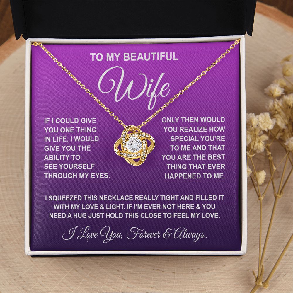 Soulmate Necklace Gifts From Husband, For Wife From Husband, Soulmate Gifts From Husband, Necklaces For Wife From Husband To My Wife Necklace Message Card and Necklace Gift Box Gift Box Styles on Birthday, Wedding, Anniversary, Valentine Love knot Thang