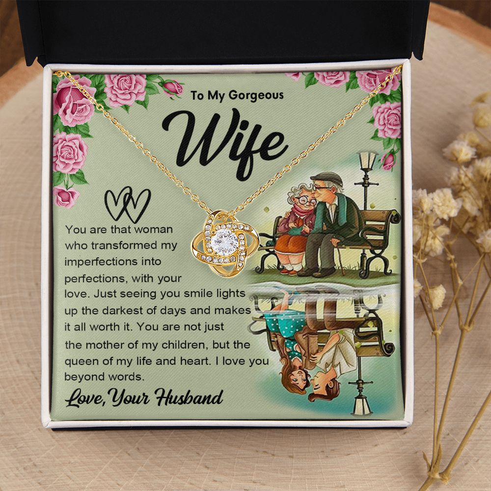 Couples Gifts Necklace To My Soulmate Necklace Gifts For My Wife with Future Wife Soulmate Girlfriend Necklaces Customer Name Message Card and Gift Box styles On Birthday, Christmas, Anniversary Love knot Thang