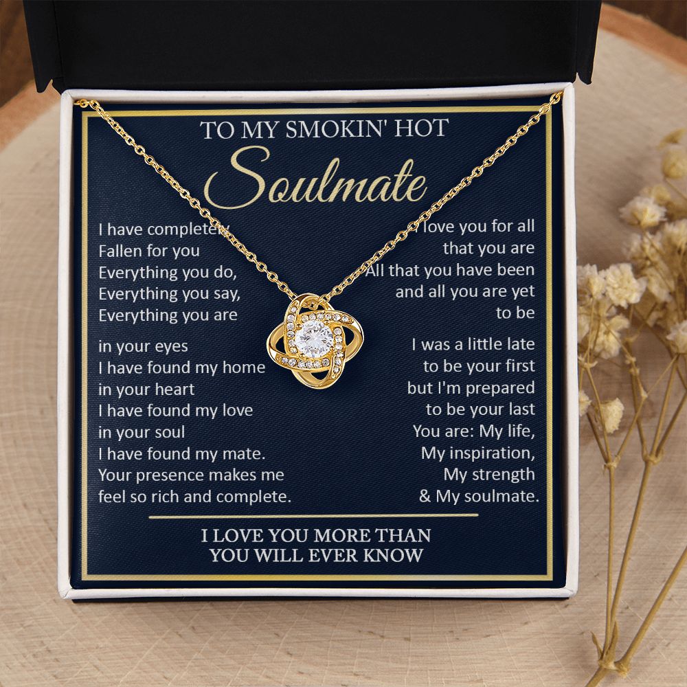 Couples Gifts, To My Smokin Hot Wife Necklace Gifts From Husband, Wedding Anniversary For Wife From Husband, To My Beautiful Wife, Necklace Custom Name Message Card and Gift Box Styles on Birthday, Christmas, Wedding, Anniversary Love knot Thang