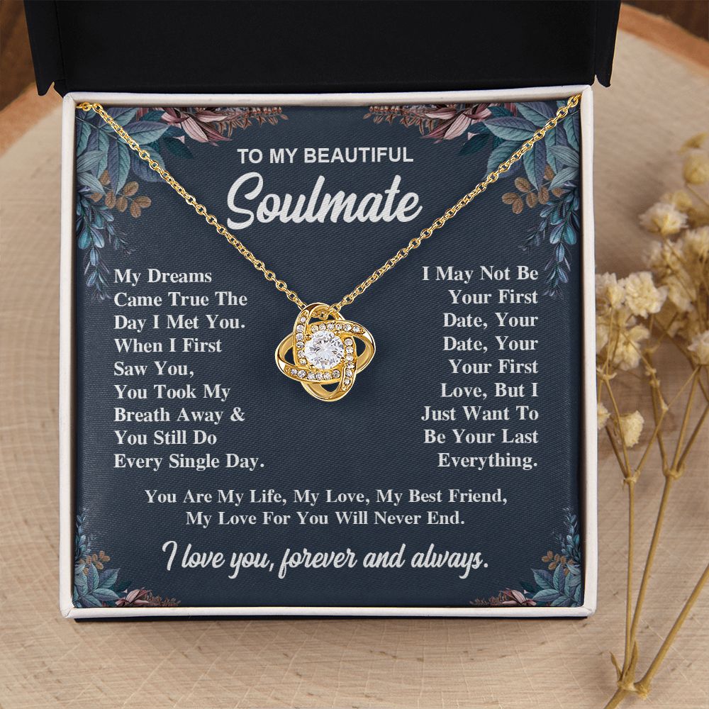 To My Soulmate Necklace Gift for Her, Soulmate Jewelry, Necklaces for Wife from Husband, Birthday To My Wife Necklace, Soulmate Gifts, Necklace Message Card and Gift Box Styles on Birthday, Wedding, Anniversary, Valentine Love knot Thang