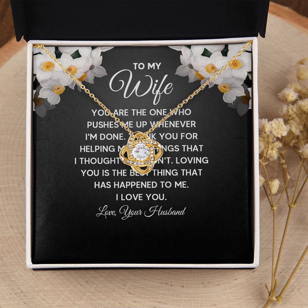 Wife Necklace Gifts From Husband, Wedding Anniversary Jewelry For Wife From Husband, Wife Birthday From Husband  Message Card and Gift Box styles On Birthday, Christmas, Anniversary Love knot Thang