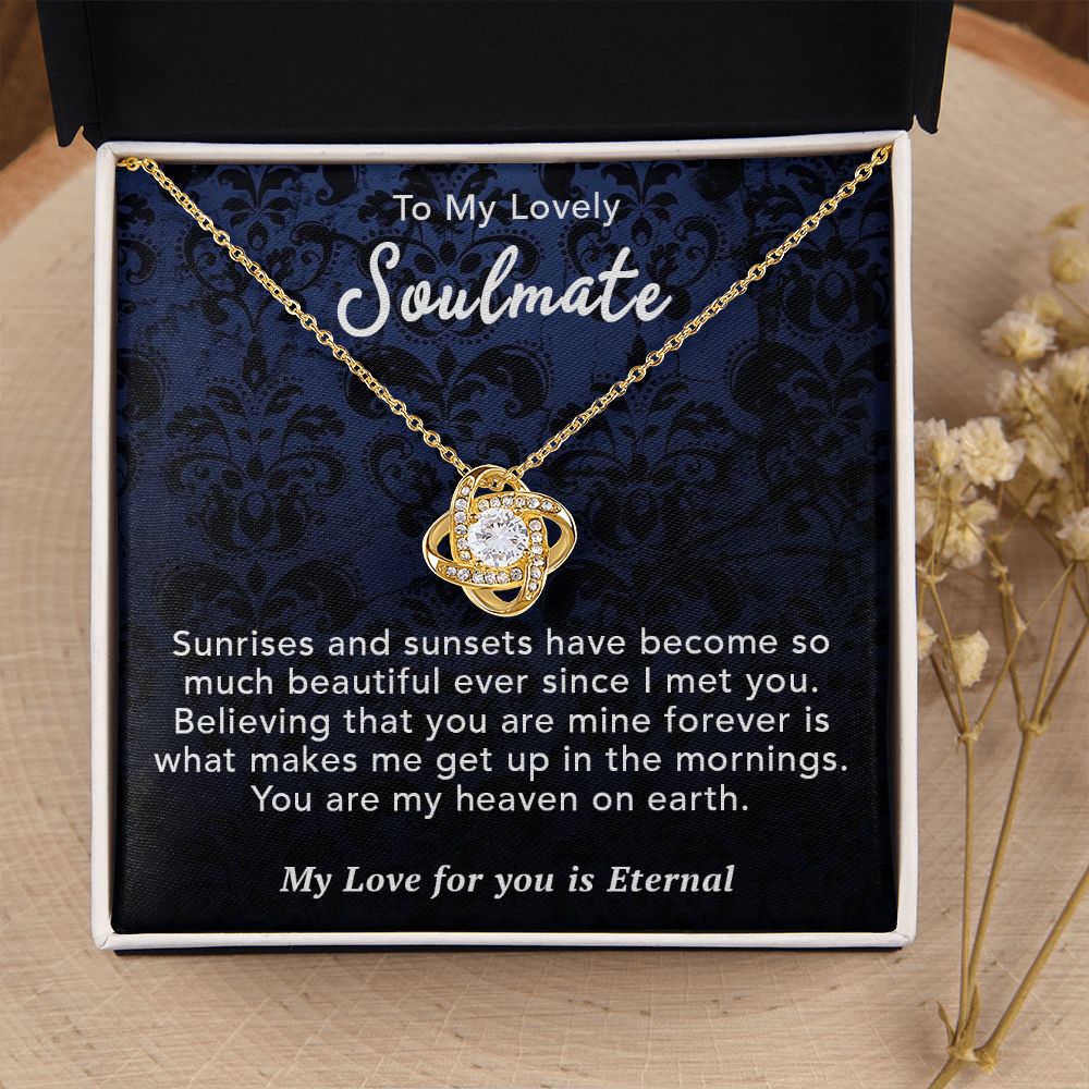 To My Lovely Soulmate Necklace Gift From Husband To My Badass Wife Pendant Wedding Jewelry with Message Card and Gift Box. Gift for Wife. Necklace Gift Set for Wife Necklace Gifts Box Gift Box Styles Love knot Thang