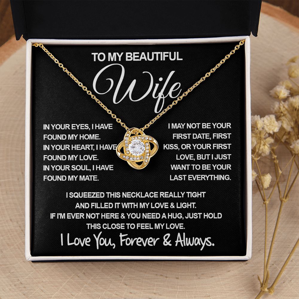 To My Beautiful Wife Necklace, Soulmate Jewelry For Women, Wife Necklace From Husband, Soulmate Valentine Gifts Necklace For Wife, Soulmate Gifts For Her, To My Future Wife Necklace Soulmate Love knot Thang