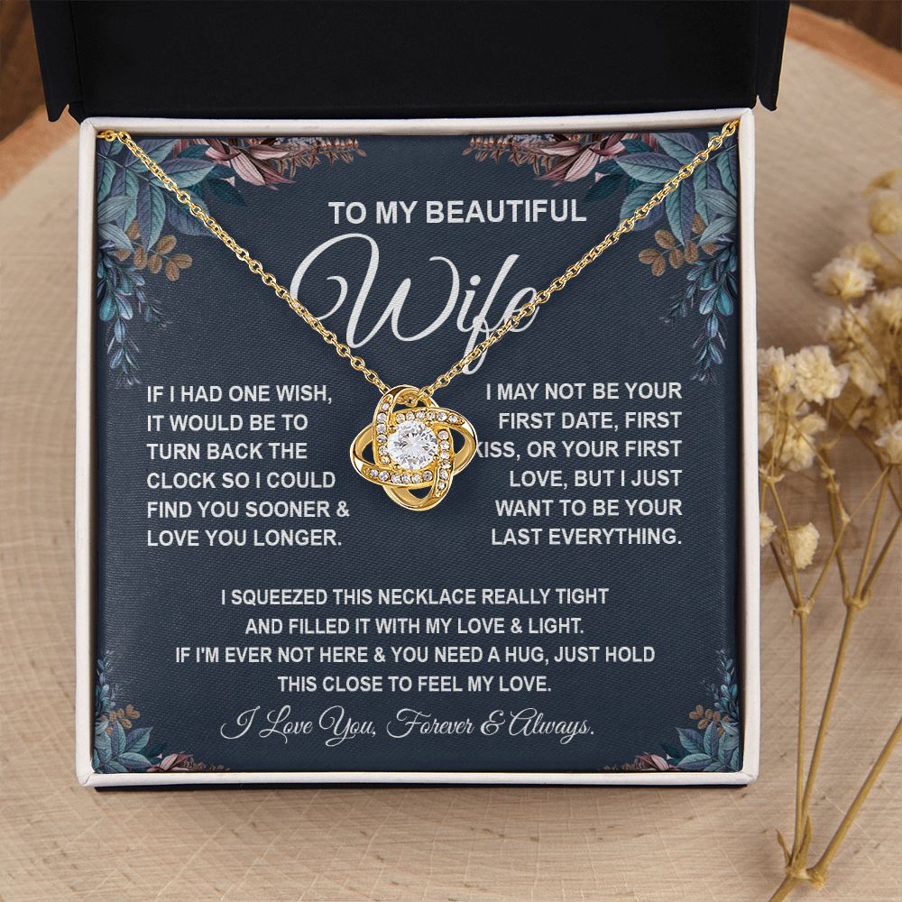 To My Beautiful Wife Necklace, Soulmate Jewelry For Women, Wife Necklace From Husband, Soulmate Gifts For Her, To My Future Soulmate Necklace Message Card and Necklace Gift Box Gift Box Styles on Birthday, Wedding, Anniversary, Valentine Love knot Thang