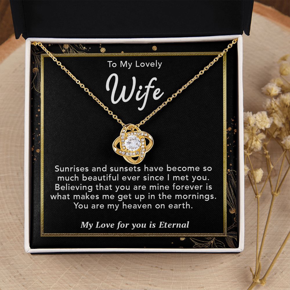 To My Lovely Wife Necklace Gift From Husband To My Badass Wife Pendant Jewelry with Message Card and Gift Box. Gift for Wife. Necklace Gift Set for Wife Necklace Gifts Box Gift Box Styles Love knot Thang