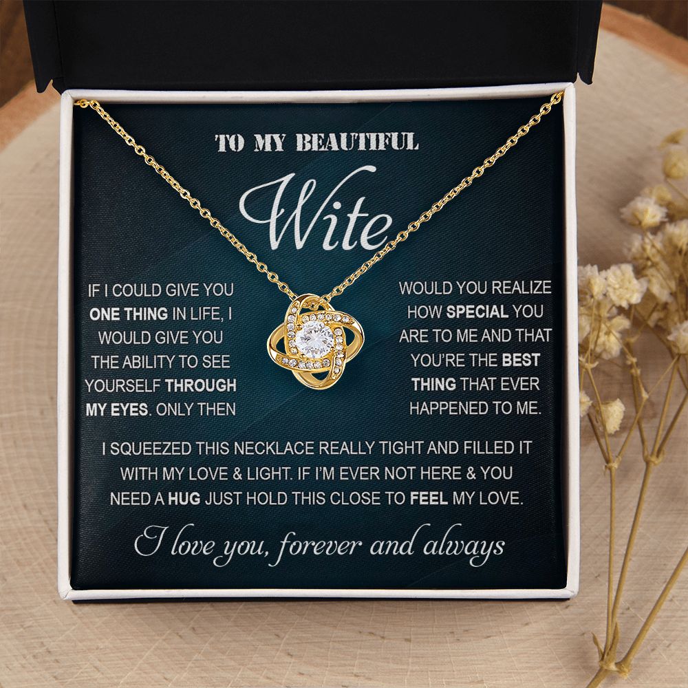 Personalized Valentine Gift For Wife, To My Wife Necklace For Women, Soulmate Necklace, To My Wife Necklace From Husband, Necklace Custom Name Message Card and Gift Box Styles on Birthday, Christmas, Wedding, Anniversary Love knot Thang