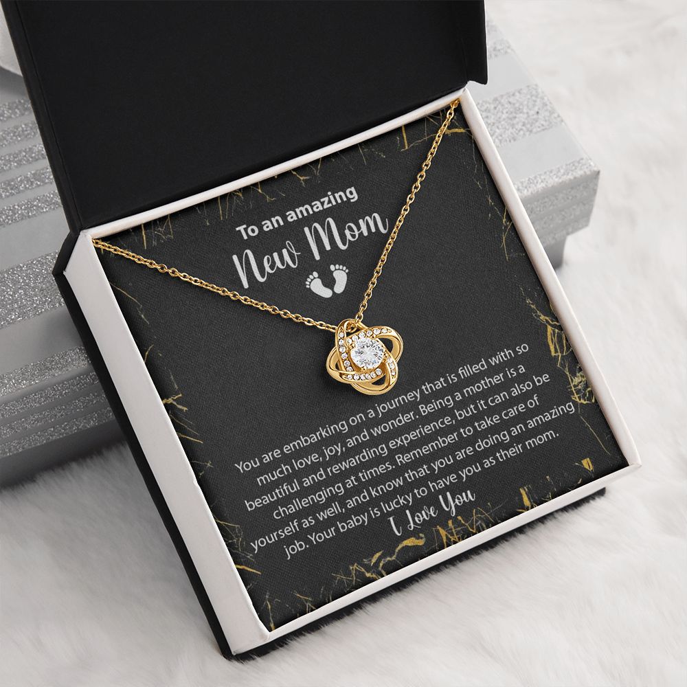 New Mom Gift Jewelry, First Time Mom Gift, Baby Feet Heart Necklace Baby Gift Set, To My Mommy, Gifts for Mom, Baby Shower Gifts, Mommy to be Gifts, Pregnancy Gifts for First Time Moms, Perfect Mother's Day Gift For New Mom LOVE KNOT