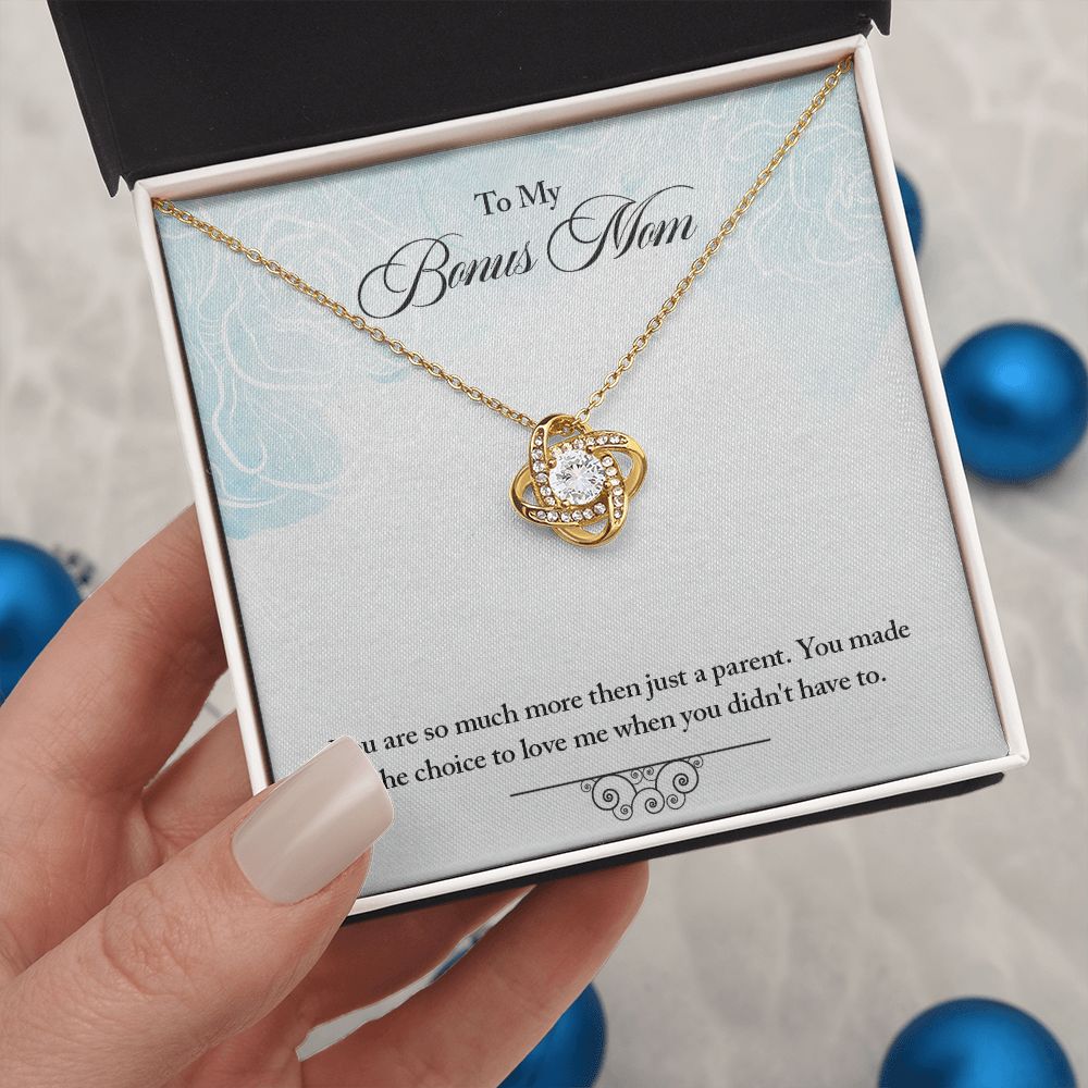 My Bonus Mom Necklace, Dear Mom, Mother's Day Necklace, Gift for Mom from Daughter, Son, Amazing Mom, Perfect Mother Mother's Day Gift, Love Knot Necklace Message Card and Gift Box Styles on Birthday, Christmas, Anniversary  Love knot Thang