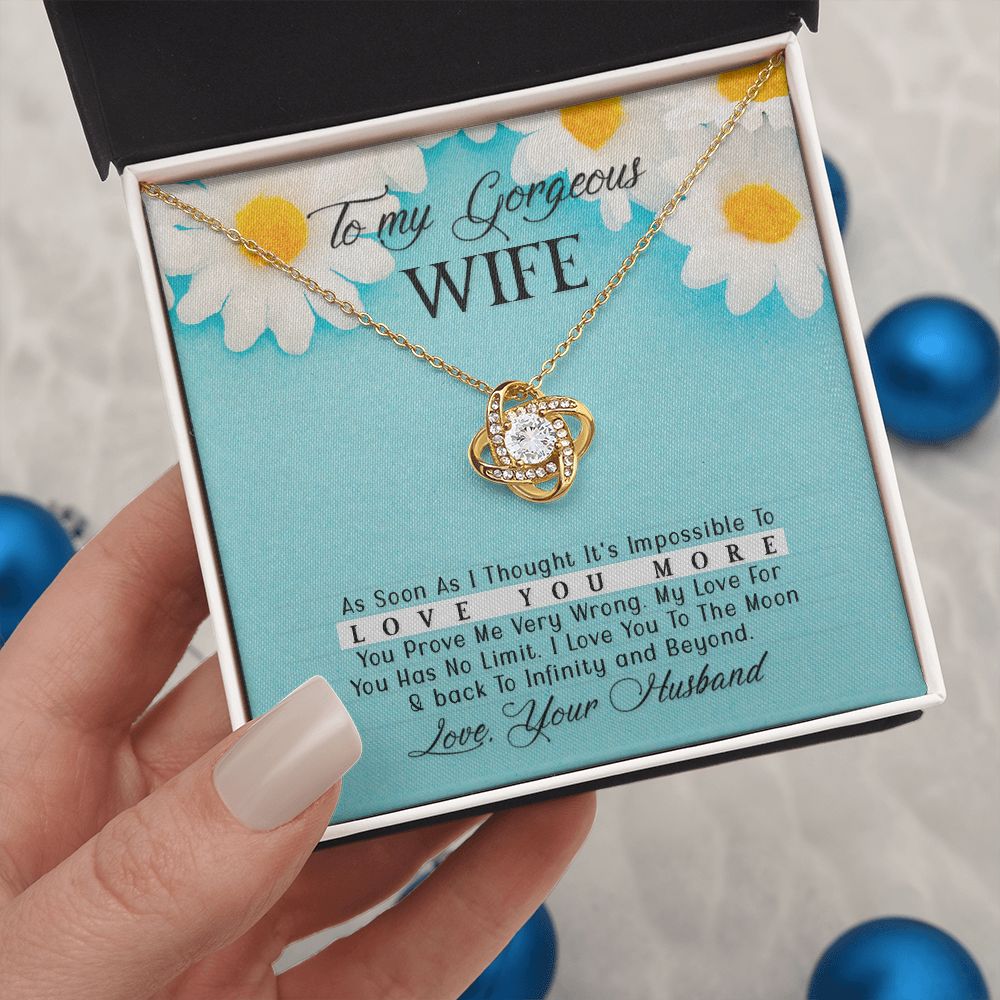 To My Gorgeous Wife Every Passing Second Gift Wife From Husband, Jewelry For Women, Jewelry For Wife, Love Knot Meaningful Necklace Message Card and Gift Box Styles on Birthday, Christmas, Anniversary Love knot Thang
