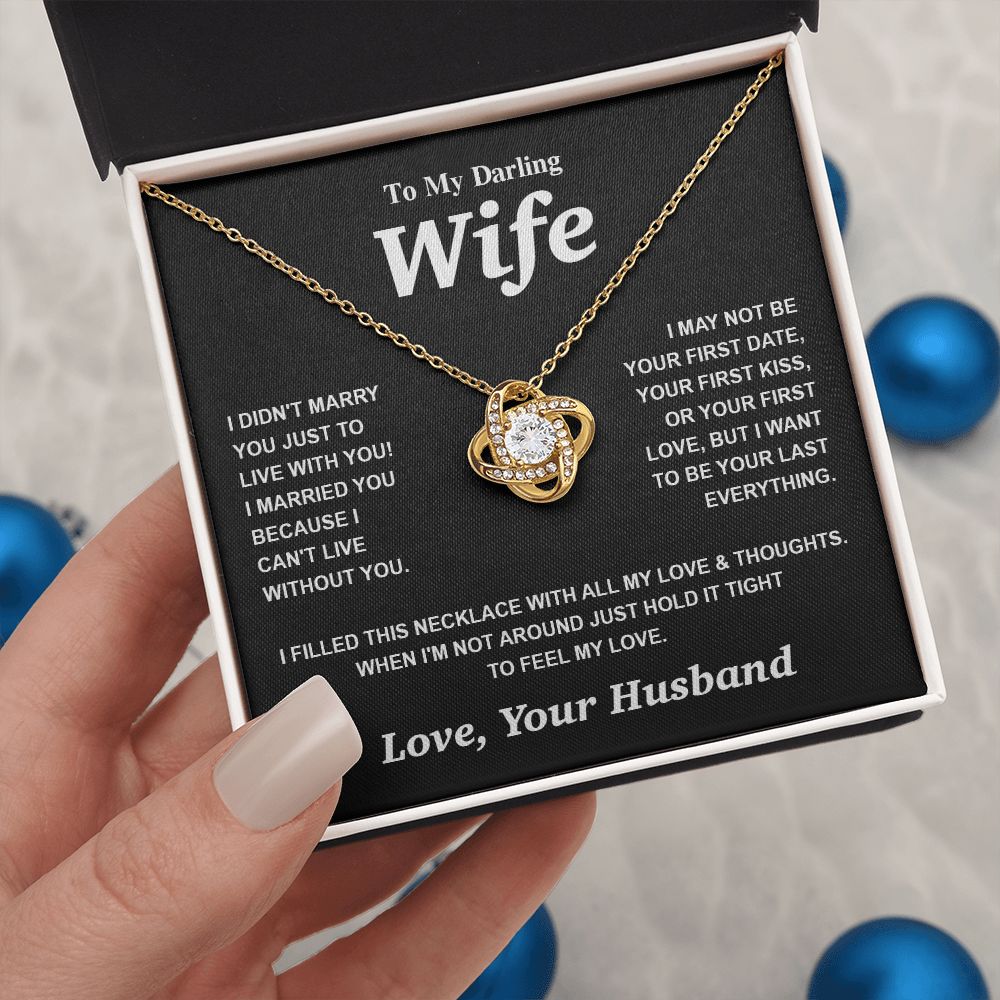 Valentine Gifts for Wife Necklace from Husband- Gifts for Wife from Husband, Valentine Gifts for Her Gifts Soulmate Message Card and Necklace Gift Box Gift Box Styles on Birthday, Wedding, Anniversary, Valentine Love knot Thang