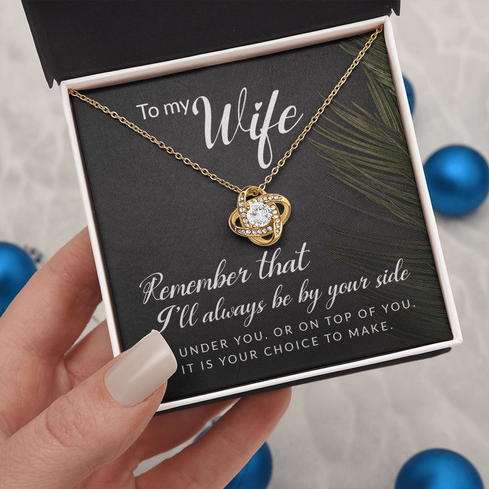 To My Wife Necklace Romantic Gifts For Her Unique Necklaces For Wife From Husband Cute Valentines Day Anniversary For Wife, Love Knot Meaningful Necklace Message Card and Gift Box Styles on Birthday, Christmas, Anniversary Love knot Thang