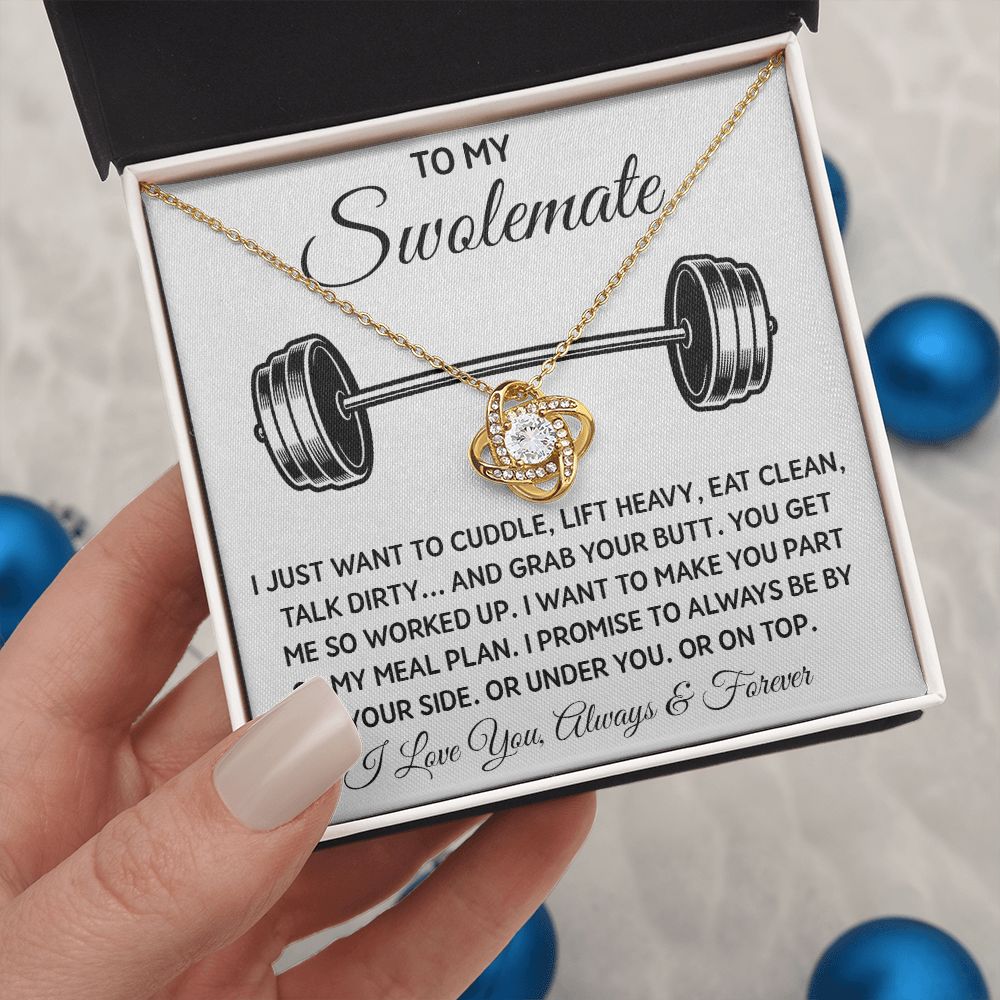 To My Swolemate, Gift For Swolemate Necklace I Love You Always & Forever Jewelry For Best Friend, Valentine Gifts To My Swolemate Necklace Message Card and Gift Box Styles on Birthday, Christmas, Wedding, Anniversary  Love knot Thang