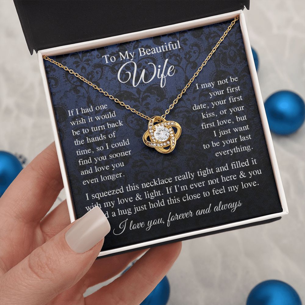 Wife Necklace Gift for Her, Soulmate Jewelry, Necklace for Future Soulmate, Valentine Anniversary Jewelry for Wife Necklace Gift from Husband - Soulmate Gift Necklace with Message Card and Gift Box Love knot Thang