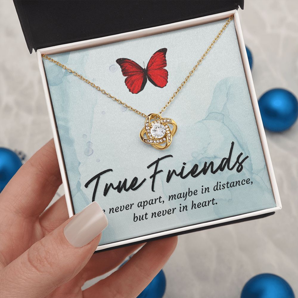 To My True Girlfriend Necklace, Brother to Sister, Birthday For Sister from Brother, Love Knot Meaningful Necklace Message Card and Gift Box Styles on Birthday, Christmas, Anniversary Love knot Thang