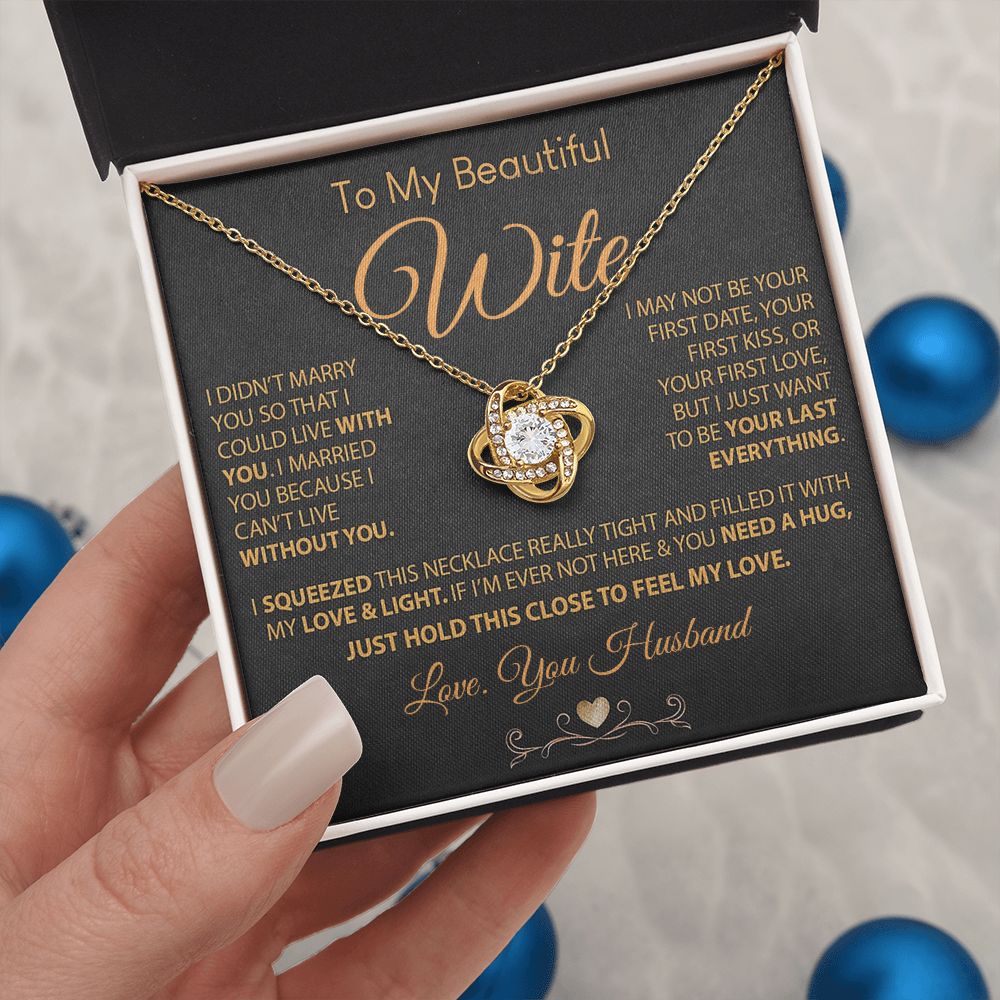 My Beautiful Soulmate Necklace Future Wife Gifts, Promise Necklace For Her, Fiance Gifts For Her, Valentine Gifts For Future Wife With Message Card Box LED, Soulmate Necklace For Women, To My Wife Necklace Love knot Thang