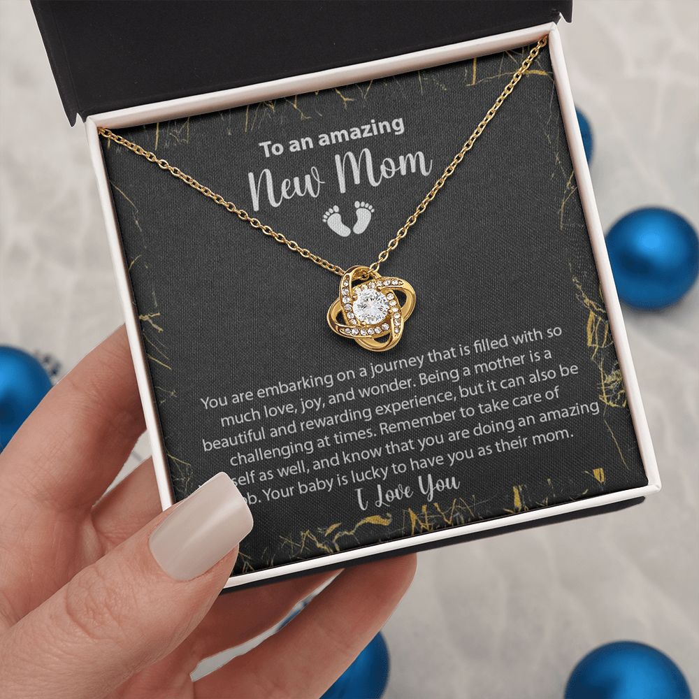 New Mom Gift Jewelry, First Time Mom Gift, Baby Feet Heart Necklace Baby Gift Set, To My Mommy, Gifts for Mom, Baby Shower Gifts, Mommy to be Gifts, Pregnancy Gifts for First Time Moms, Perfect Mother's Day Gift For New Mom LOVE KNOT