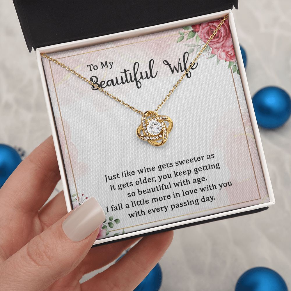 To My Wife Necklace Romantic Gifts For Her Unique Necklaces For Wife From Husband Cute Valentines Day Anniversary Birthday For Wife, Meaningful Necklace Message Card and Gift Box Styles on Birthday, Christmas, Anniversary Love knot Thang