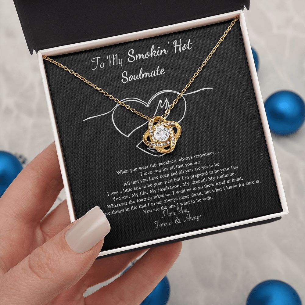 Couples Gifts Necklace To My Hot Soulmate Necklace, Necklace Gifts For Wife From Husband Jewelry Romantic Gifts For My Wife Necklace Custom Name Message Card and Gift Box Styles on Birthday, Christmas, Wedding, Anniversary, Valentine Love knot Thang