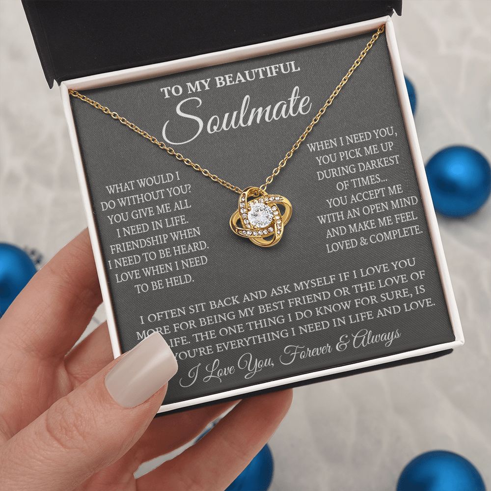 Couples Gifts Necklace To My Soulmate Necklace, Necklace Gifts For Wife From Husband Jewelry Romantic Gifts For My Wife Necklace Message Card and Gift Box Styles on Birthday, Christmas, Wedding, Anniversary, Valentine Love knot Thang