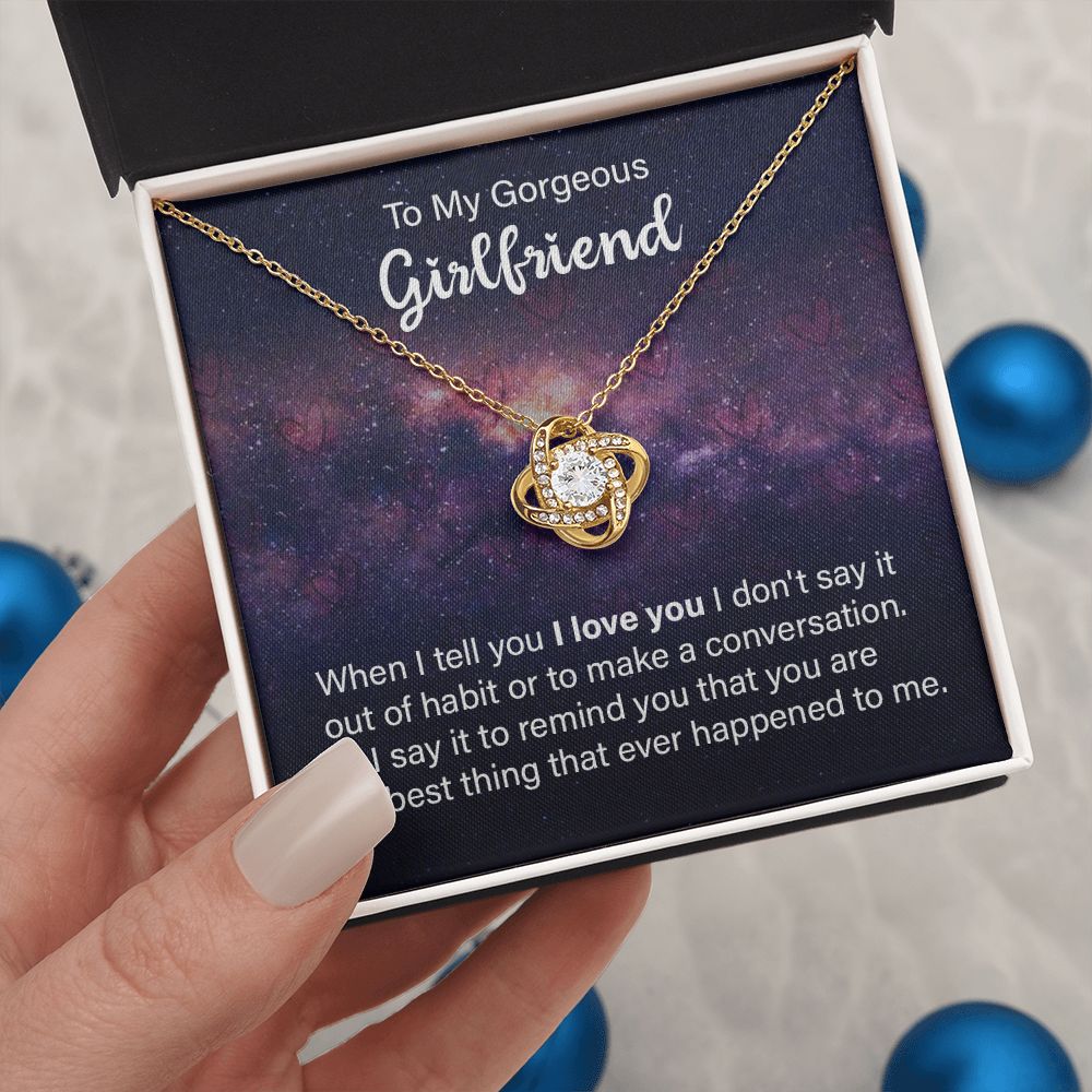 Couples Gifts, Gorgeous Girlfriend Necklace Gifts From Husband, Wedding Anniversary Jewelry For Wife From Husband, Wife Birthday From Husband, To My Soulmate Message Card and Gift Box styles On Birthday, Christmas, Anniversary  Love knot Thang